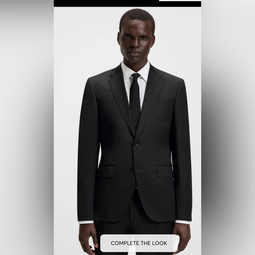 Boss Super 120 Virgin Wool Blazer Black Slim Fit Men’s Italian Fabric , size 46R